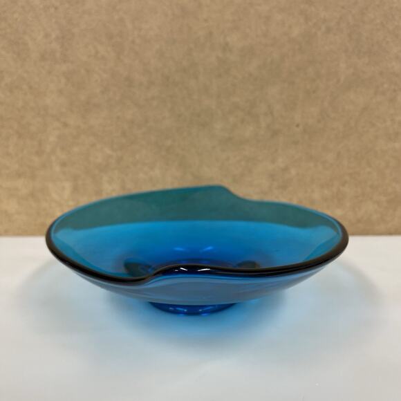 Viking Epic Line Bluenique Oblong Dish Bowl Freeform Art Glass - Picture 4 of 8